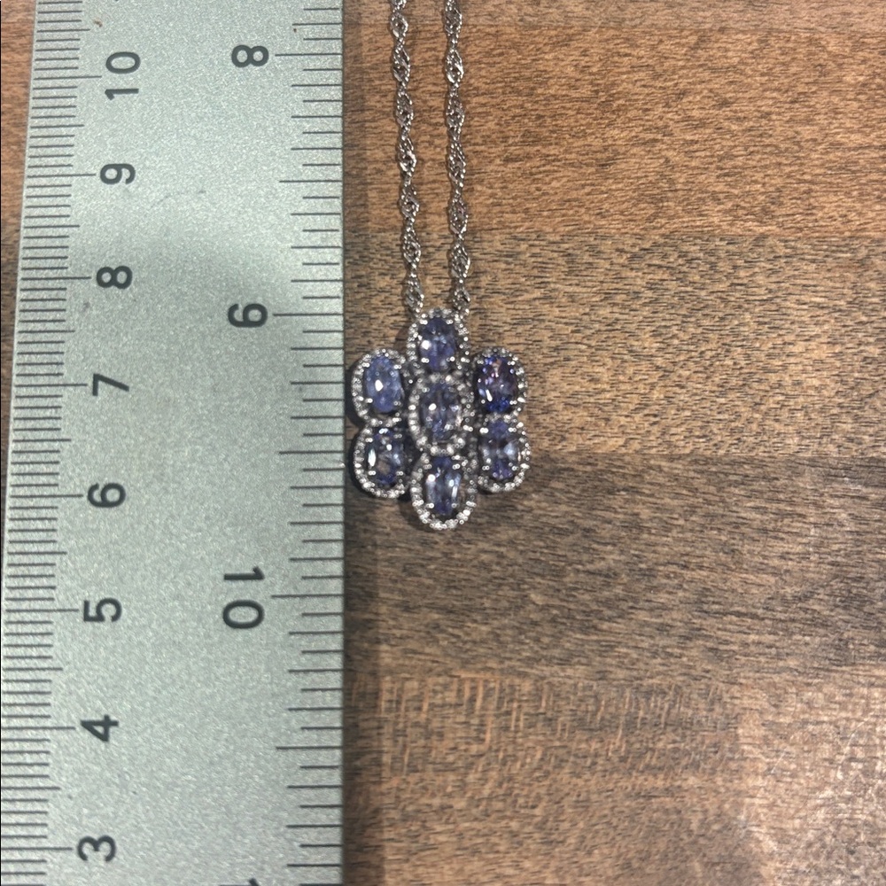 Vintage Stauer Tanzanite Cluster Necklace ~ Brand New ~ Never Worn - Picture 6 of 7